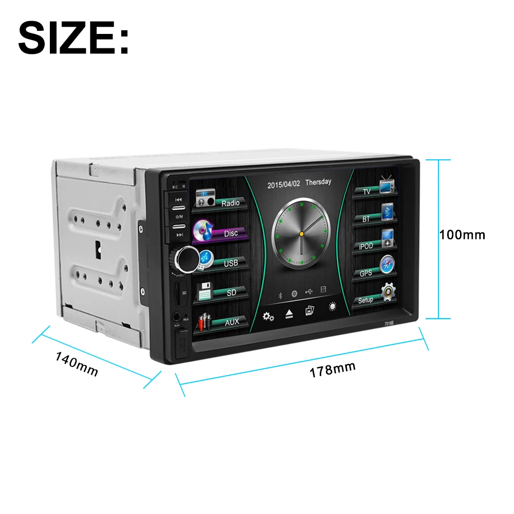7 inch car audio Mirror Link 1080HD 2 Din Car radio MP3 Player Touch screen Bluetooth Car Stereo Radio Player FM/MP5/USB/AUX 