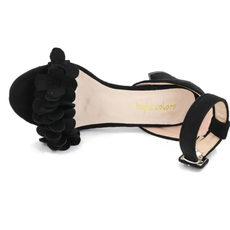 Женские летние босоножки г. модные милые сандалии с цветами женские повседневные туфли на толстом каблуке 5 см с пряжкой и цветочным принтом цвета: черный, желтый