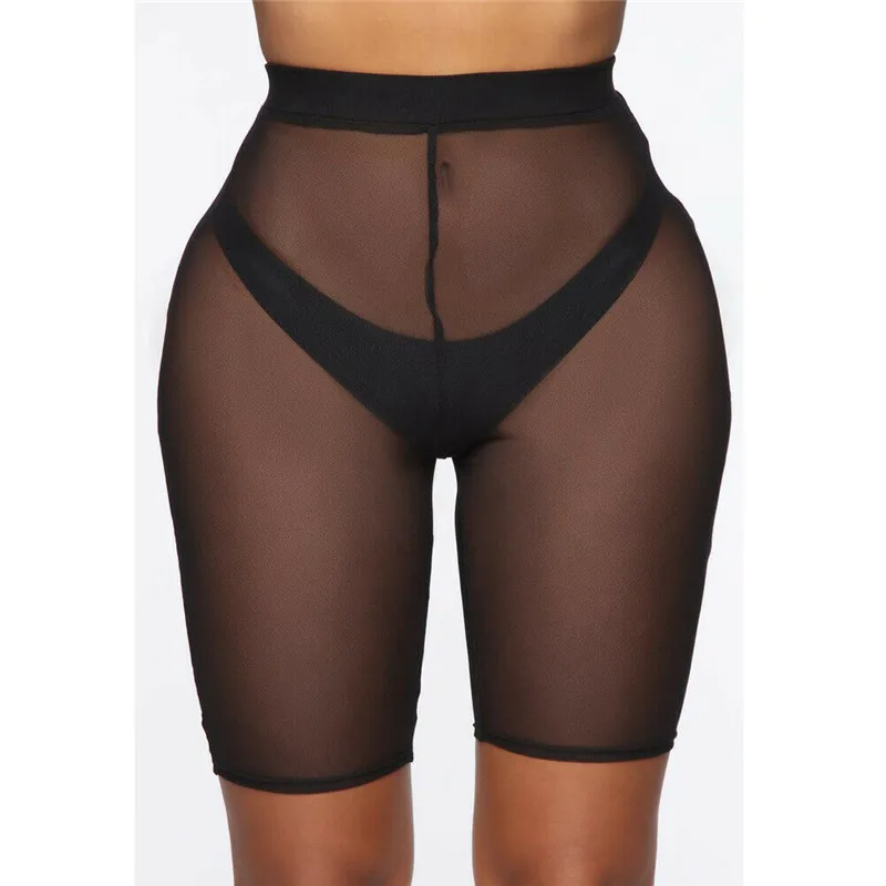 

Sexy women solid Mesh sheer Cover up Summer fancy high waist see-through bikini bottoms hot pants Elastic waist bathing Swimsuit