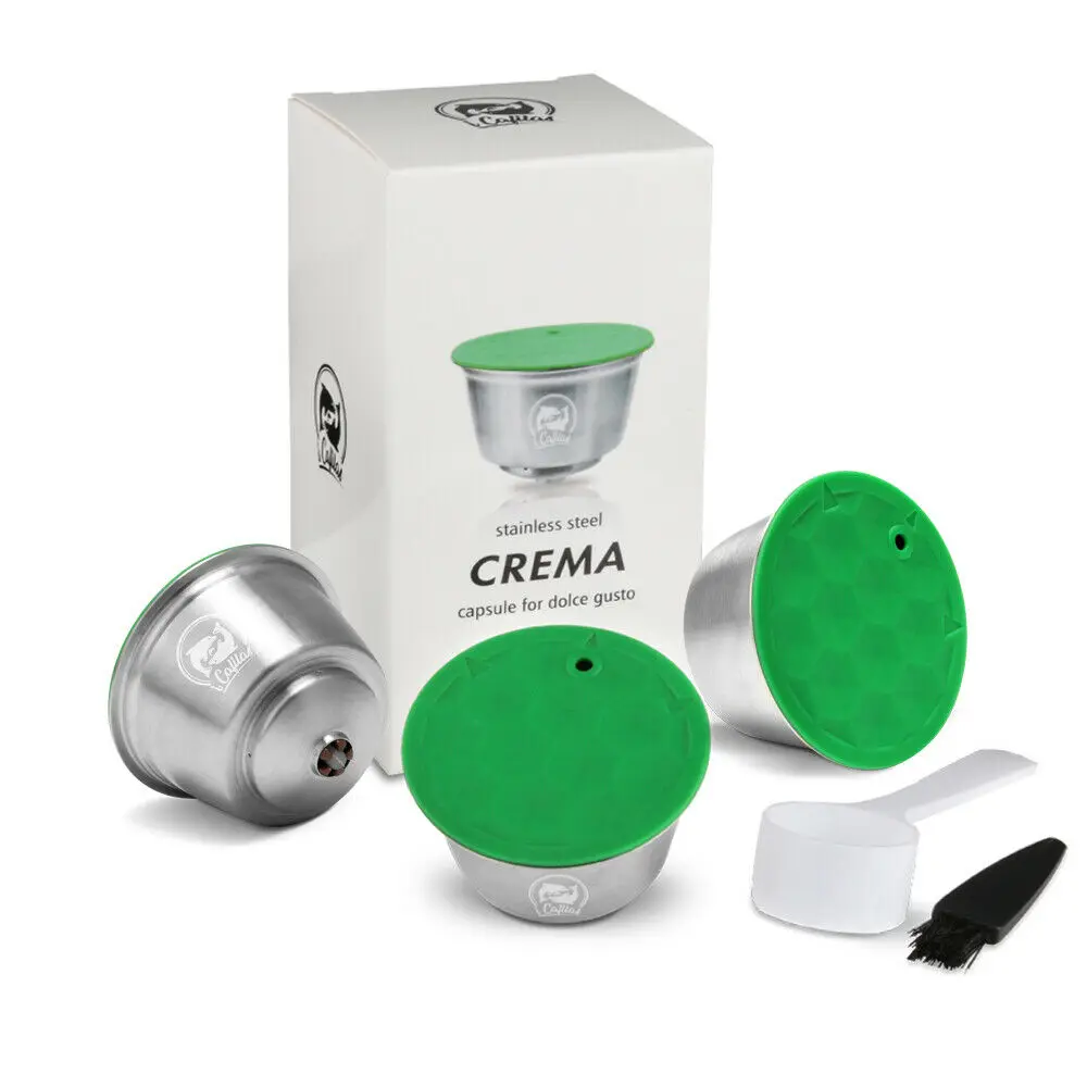 

iCafilas Refillable Dolce Gusto Coffee Filters Crema Stainless Steel Reusable Dolci Gusto Coffee Capsule Pod Tamper for Nescafe