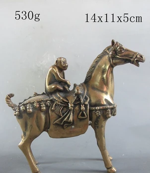 

ymy---524+++Chinese Folk Culture Handmade Brass Monkey Riding horse Statue