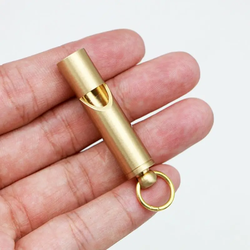 

Copper Alloy Emergency Whistle With Key Ring Loud Sound Portable Outdoor Adventure Survival Tool Rescue Accessory