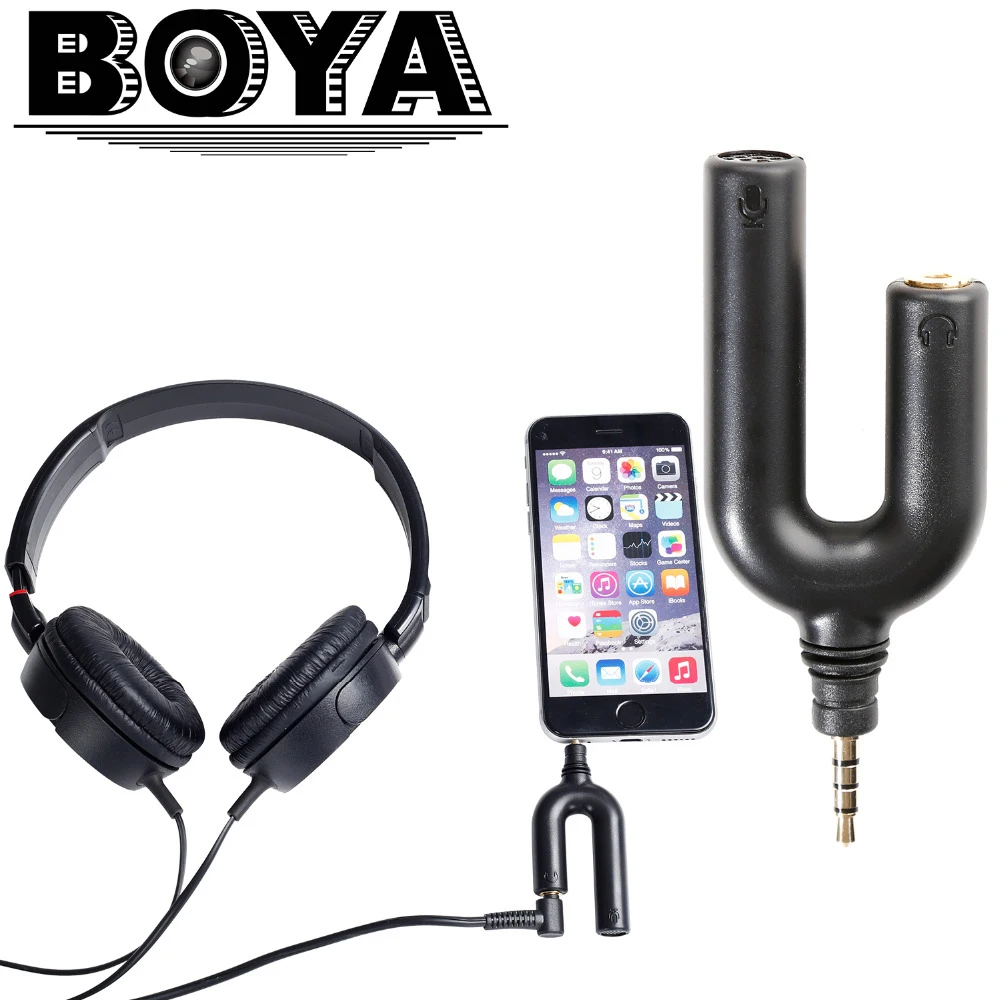 BOYA BY AUM3 3.5mm TRRS Microphone with 3 position 3.5mm Headset Splitter Adapter for iPhone 7 6