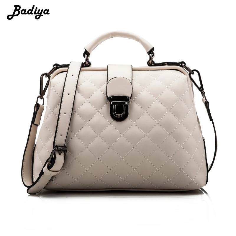 

Retro Women's Plaid Pattern Doctor Handbag Solid Crossbody Bag Rhombus PU Leather Shoulder Bag Fashion Hasp Female Bolsos