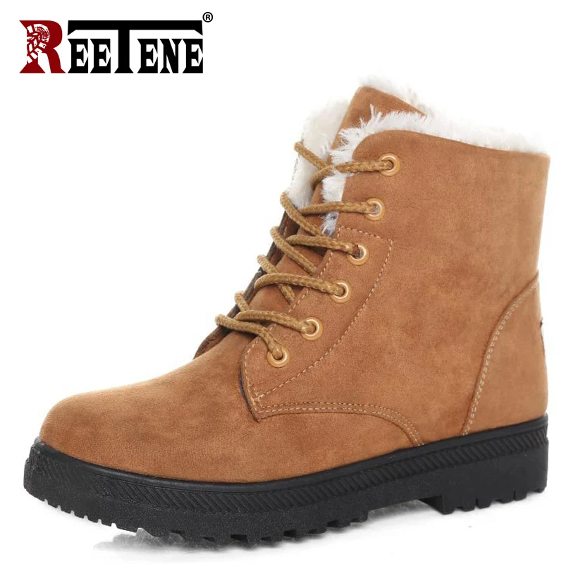 

REETENE New Women Boots Casual Warm Winter Women Shoes Plus Size Snow Boots Hard-wearing Waterproof Non-slip Ankle Women Boots