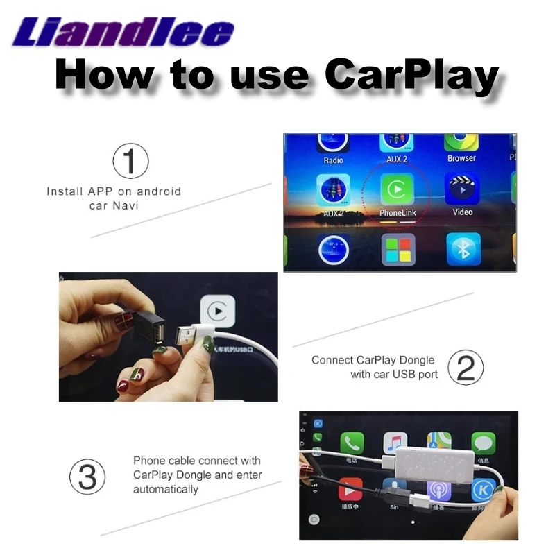 Адаптер Liandlee CarPlay для Android NAVI GPS USB Link экрана двойное управление водителя