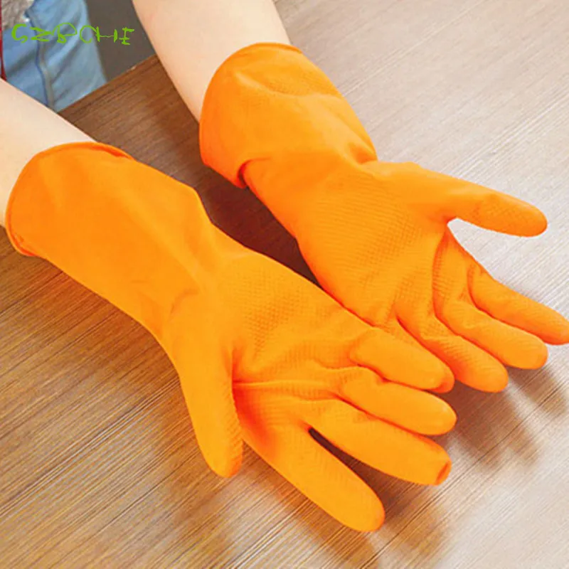 1pair Kitchen Cleaning Dishes Gloves Hands Protect Plus Velvet Warm