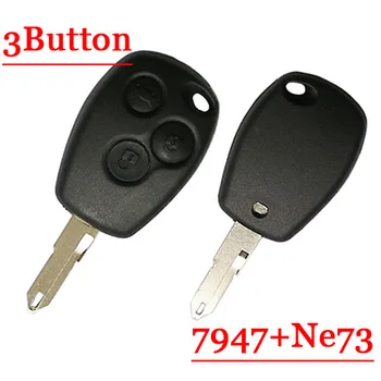 

433mhz 3 Button Remote Key With NE73 Blade Round Button with PCF7947 Chip for renault 5 piece/ lot