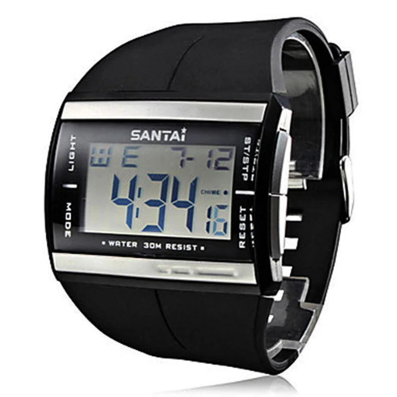 Водонепроницаемые мужские светодиодный черные цифровые часы с подсветкой Спортивные кварцевые Военные Наручные часы поддержка