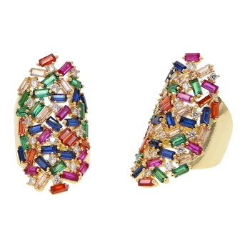 

New arrival Bohemia Antique Vintage big Rings for Women Luxury Inlaid paved Rainbow cz Rings Knuckle Finger Rings bling Jewelry