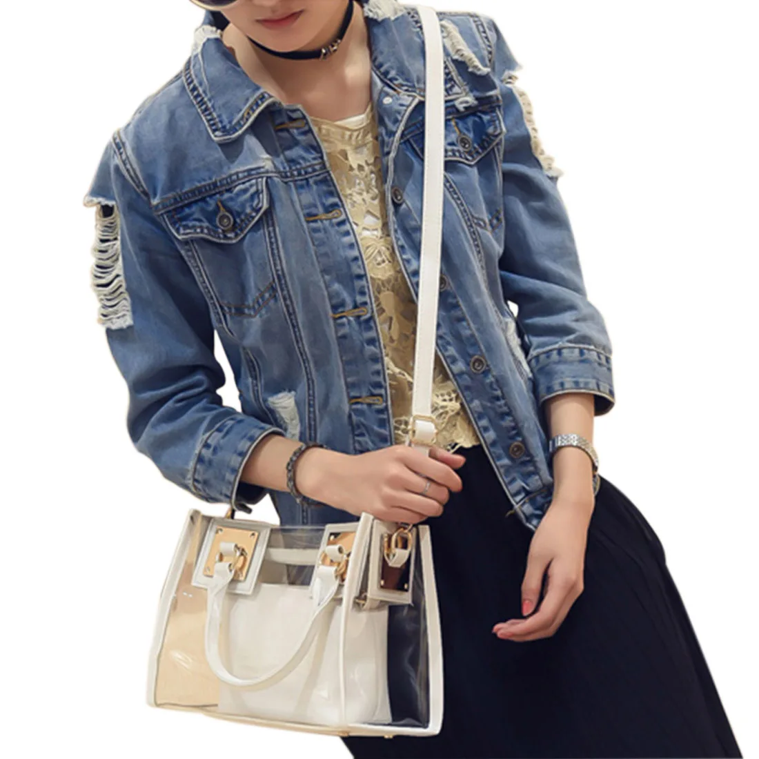 

Fashion Women Clear Transparent Shoulder Bag Jelly Candy Summer Beach Handbag Messenger Bags MSJ99