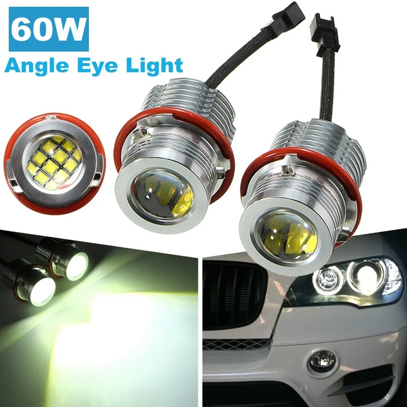2 шт. 60 Вт ангельские глазки светодиодный Halo Кольцо маркер ангельские глазки белый светильник без ошибок для BMW E39 E60 E63 E53