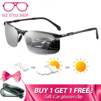 2019 fashion square photochromic sunglasses men polarized vintage black driving Sun glasses for men oculos de sol masculino 2 item image