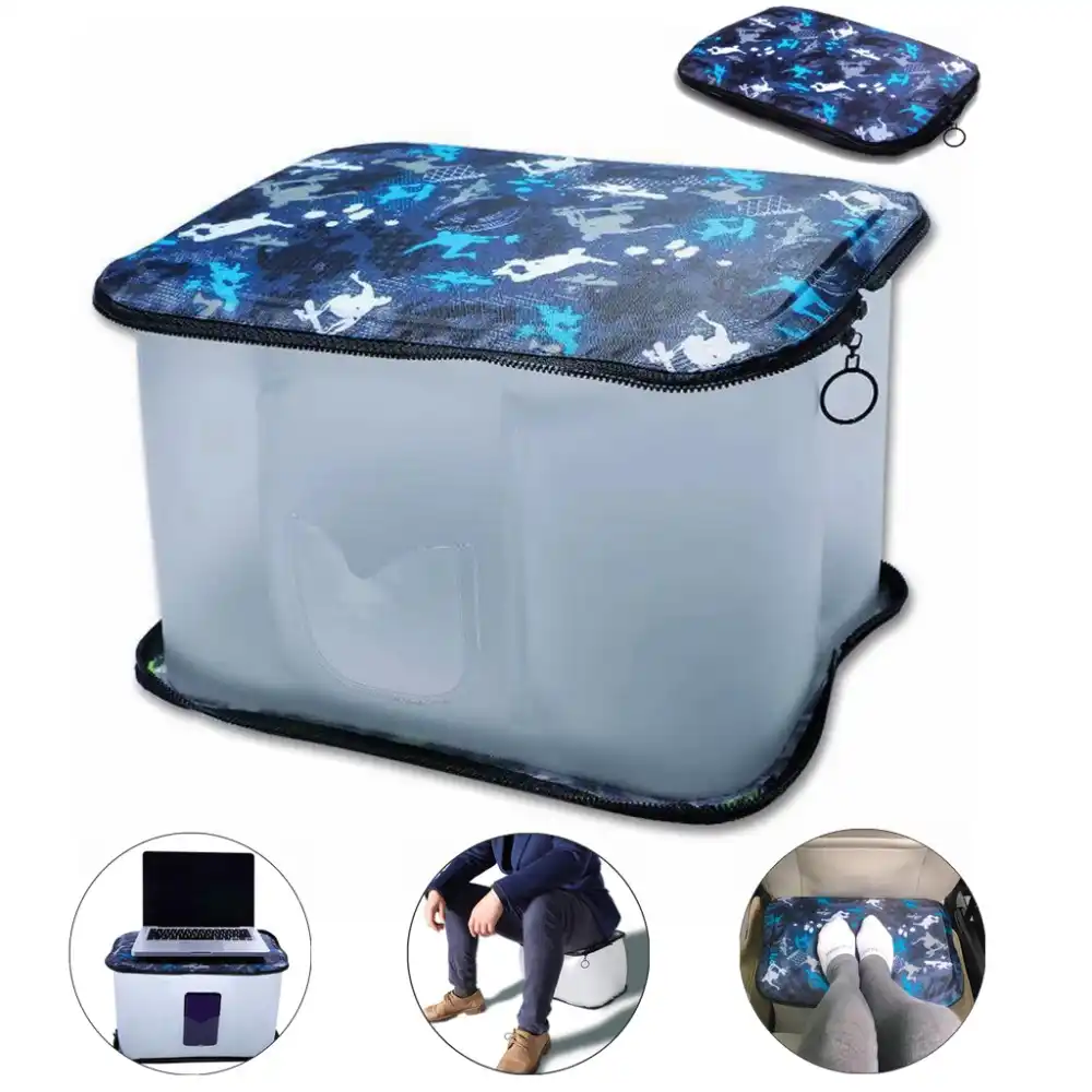 Inflatable Travel Foot Rest Pillow Kids Car Airplane Sleeping Bed Leg