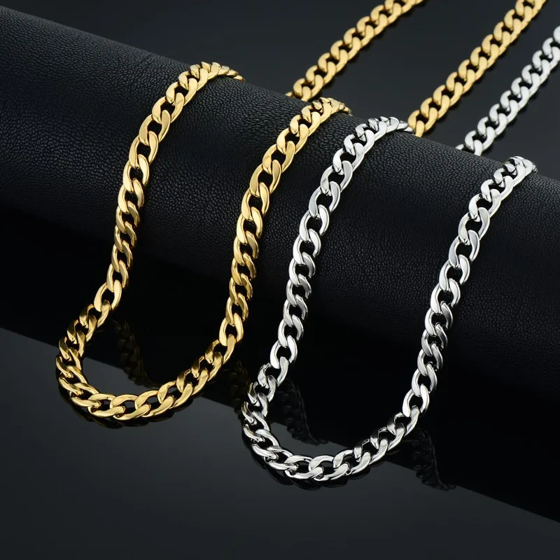 Top Fashion Cool Vintage Silver Color Long Chain Necklace Wholesale Men