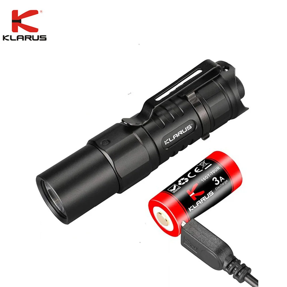 

KLARUS XT1C 2018 Tactical EDC flashlight CREE XP-L HD V6 max 1000 lumen Mini torch 178 meter with 16340 rechargeable battery