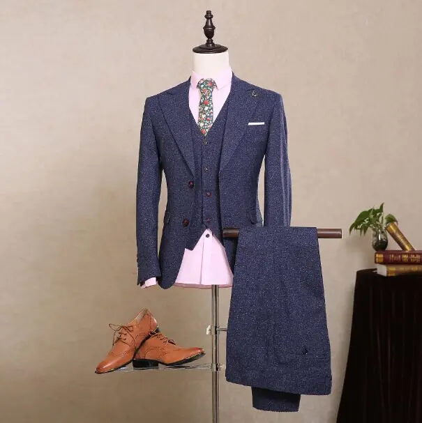 2016 Real Sample Two Buttons Luxury Three Pieces Bridegroom Tuxedos font b Men b font font