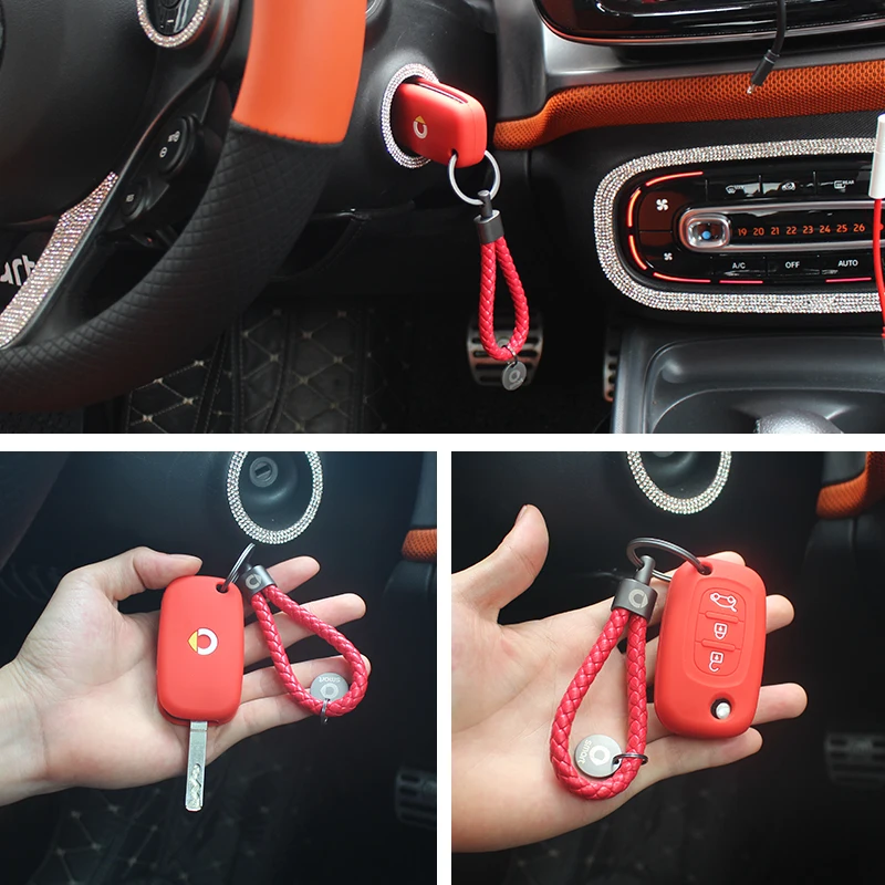 

For smart 453 fortwo forFour folding key color silicone set car remote control accessories keychain logo decoration modification