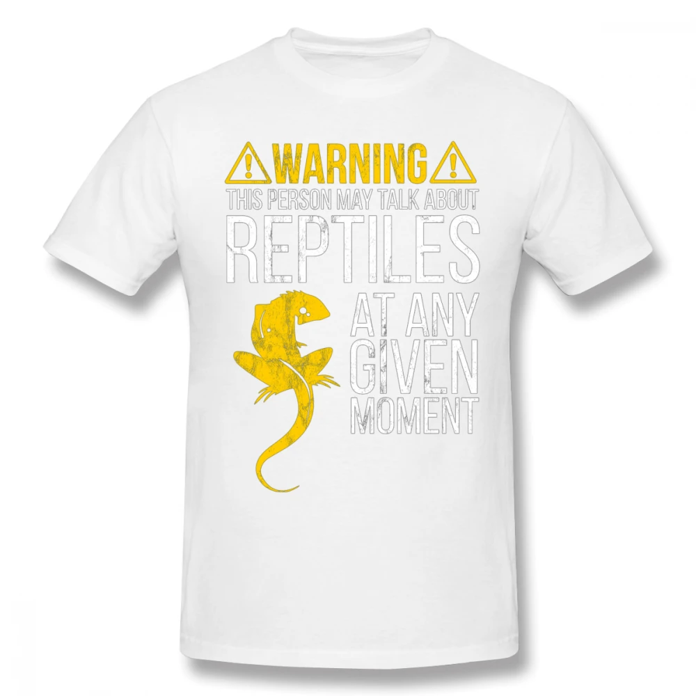 Пользовательские рептилий Предупреждение внимание ящерица футболка мужской размера плюс Homme футболка размера плюс - Цвет: Белый