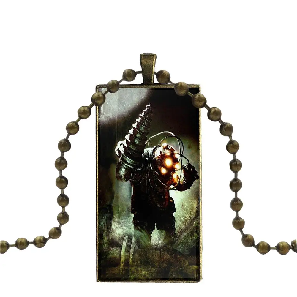 EJ glaze Bioshock Big Daddy для свадьбы модный стеклянный кабошон ожерелье женское бронзовое