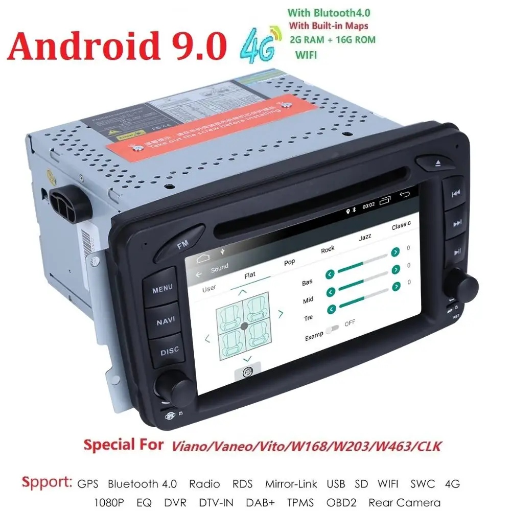 

7" DSP IPS SCREEN Android 9.0 2 DIN Car DVD player For Benz CLK W209 W203 W168 W208 W463 W170 Vaneo Viano Vito E210 C208 GPS PC