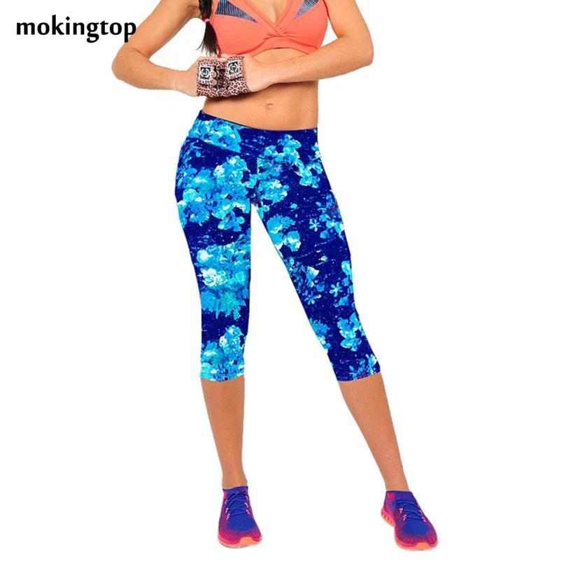 

mokingtop Leggings Summer Women High Waist Elastic Fitness Women Pants Printed Stretch Leggings Calzas Mujer Leggins#3546