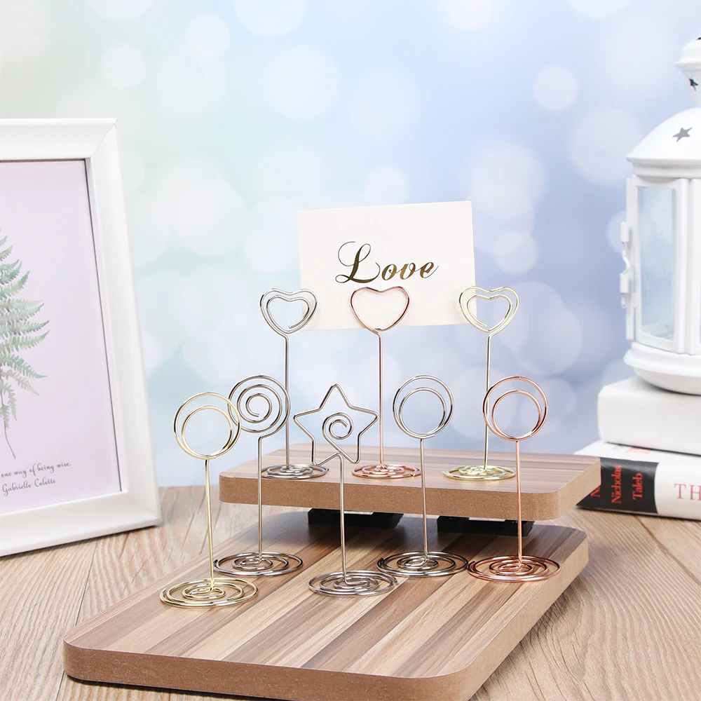 

1 PC Cool Wedding Party Desktop Decoration Metal Place Card Holder Romantic Heart Photo Clip Table Number Stand Party Supplies