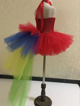 

New Girls Rainbow Color Tail Dress Baby Fluffy Layers Tulle Ballet Tutus with Strap and Flower Hairband Kids Party Tutu Dresses