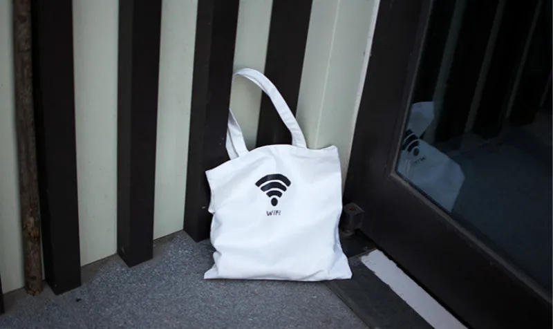 Холщовые хозяйственные сумки с Wifi узором на молнии, сумка через плечо, эко многоразовая сумка для покупок
