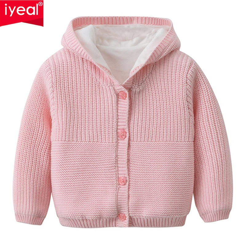 

IYEAL Baby Toddler Girls Hooded Warm Knit Cotton Cardigan Sweater Fashion Kids Winter Warm Outerwear for 1-3 Years