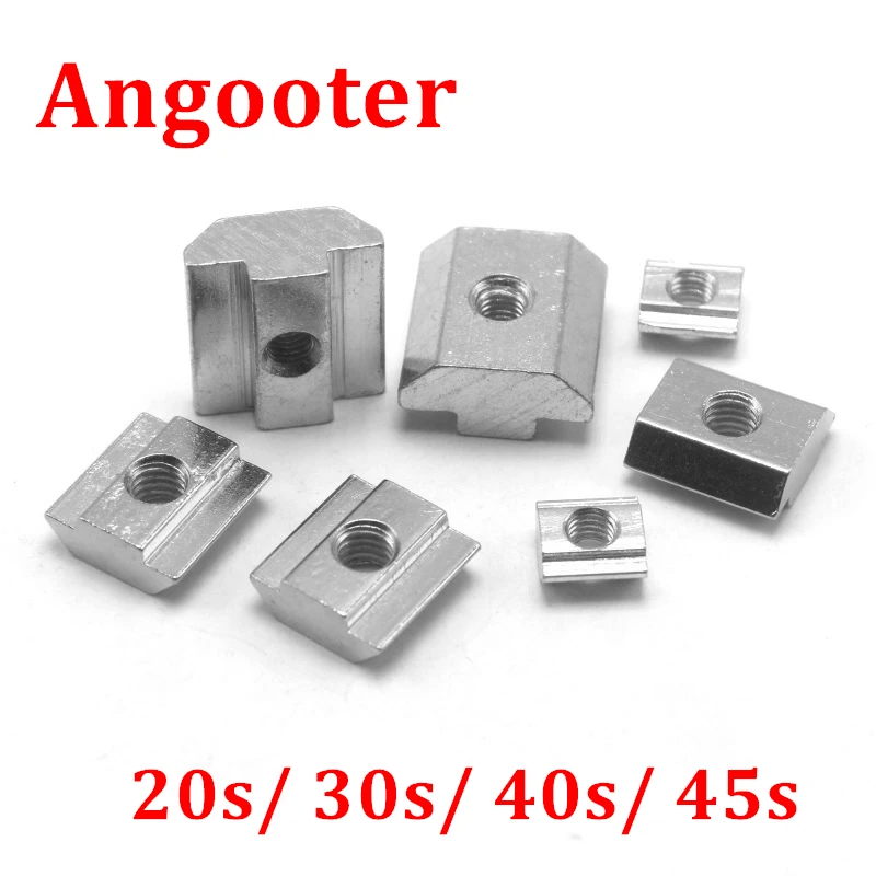 

100pcs 50pcs M3 M4 M5 M6 M8 T Block Square nuts T-Track Sliding Hammer Nut for fastener 2020 3030 4040 4545 aluminum profile