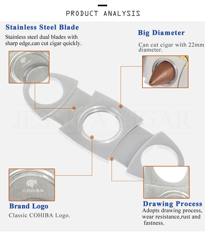 COHIBA нержавеющая сталь сигары резак острое лезвие Zigarren Резак металлический сигары нож гильотина с подарочной коробкой