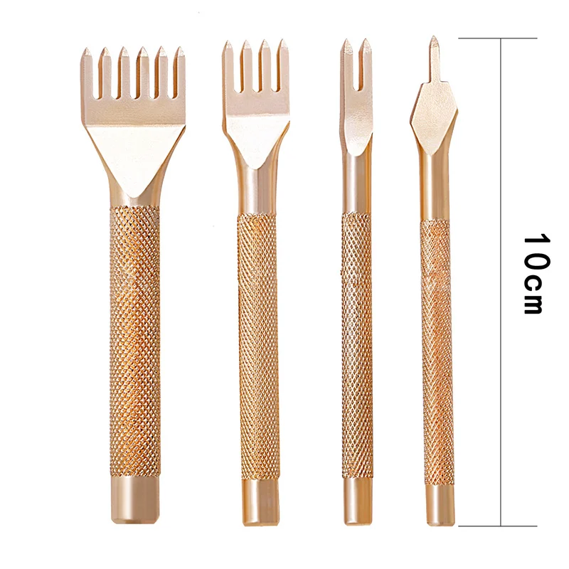 

Gold Color 4 Style Profession Leather Craft Hole Punches Tools Set Kit Functional Rhombus Punch Tool