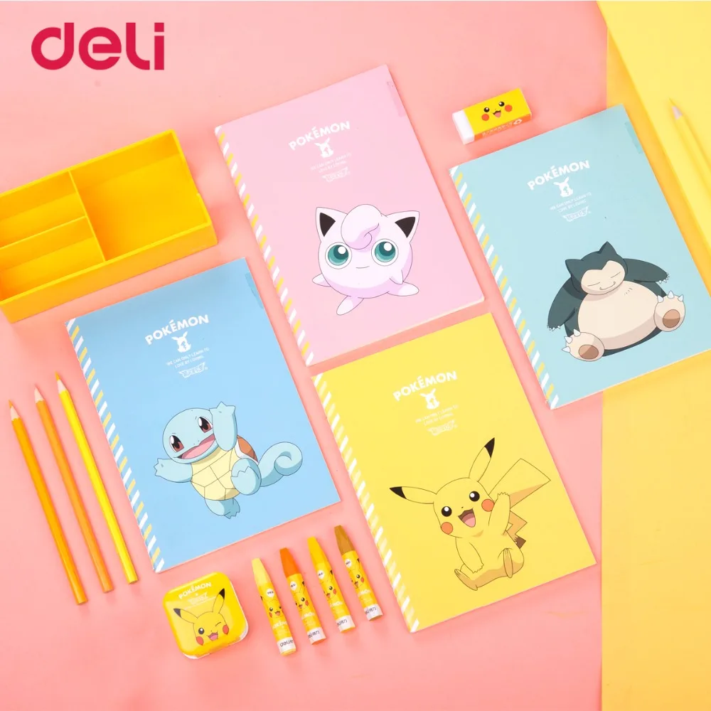 Deli pokemon Stitching Binding Notebook Paper cute pikachu Four Colors Cartoon Diary Notebook kawaii book School Office Supplies Deli pokemon Stitching Binding Notebook Paper cute pikachu Four Colors Cartoon Diary Notebook kawaii book School Office Supplies