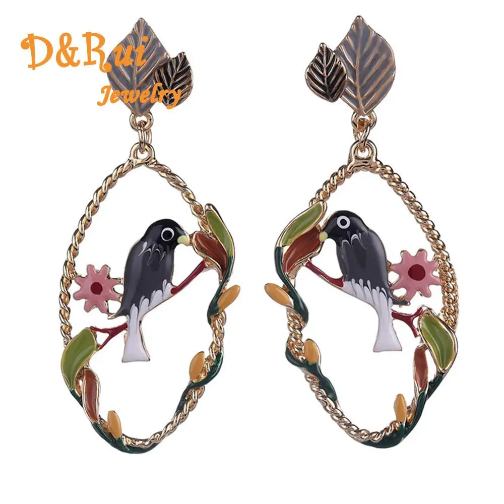 

Handmade Bird Flower Drop Earrings 2019 Bohemia Leaf Animal Long Big Dangle Woman Popular Vintage Statement Jewelry for Women