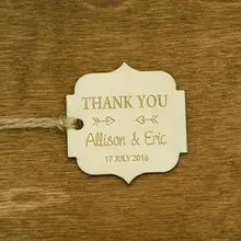 Пользовательские стрелка деревенский деревянная свадьба спасибо подарок пользу бирки обручальное свадебный душ партия выступает приглашение этикетки