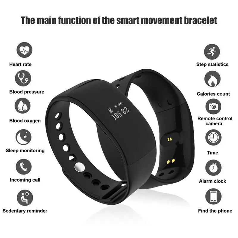 V66 Водонепроницаемый Смарт Браслет монитор сердечного ритма для мужчин и женщин смарт-браслет Будильник спортивные часы SmartWatch для Android IOS Телефон