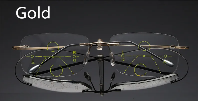 Титановый сплав, умные асимптотически многофокусные прогрессивные очки для чтения, не сферические линзы, очки для чтения