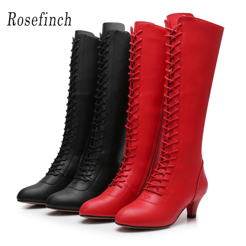 Leather Latin Dance Shoes Long Boots Female Dance Shoes Adult Girls