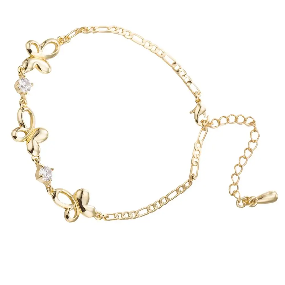 Модные женские браслеты на щиколотке с золотыми цветами и кристаллами; Простые стразы; Босоножки На Цепочке; Украшенные бусинами; босоножки на щиколотке - Окраска металла: Gold