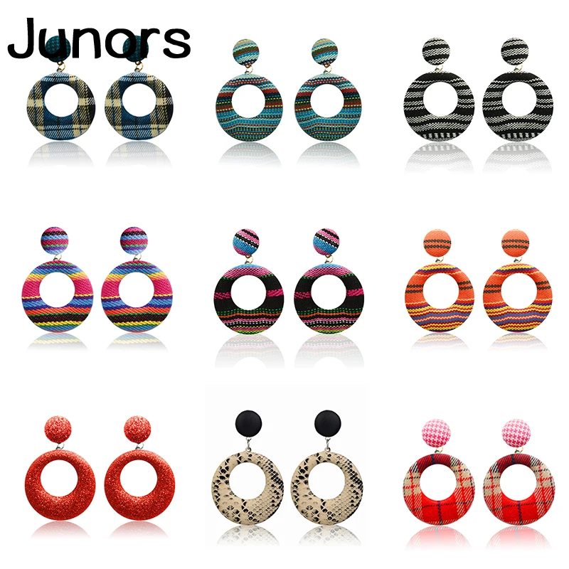 

Bohemian design vintage Round snake print earrings female boho Fabric large statement women earrings 2019 fashion jewelry