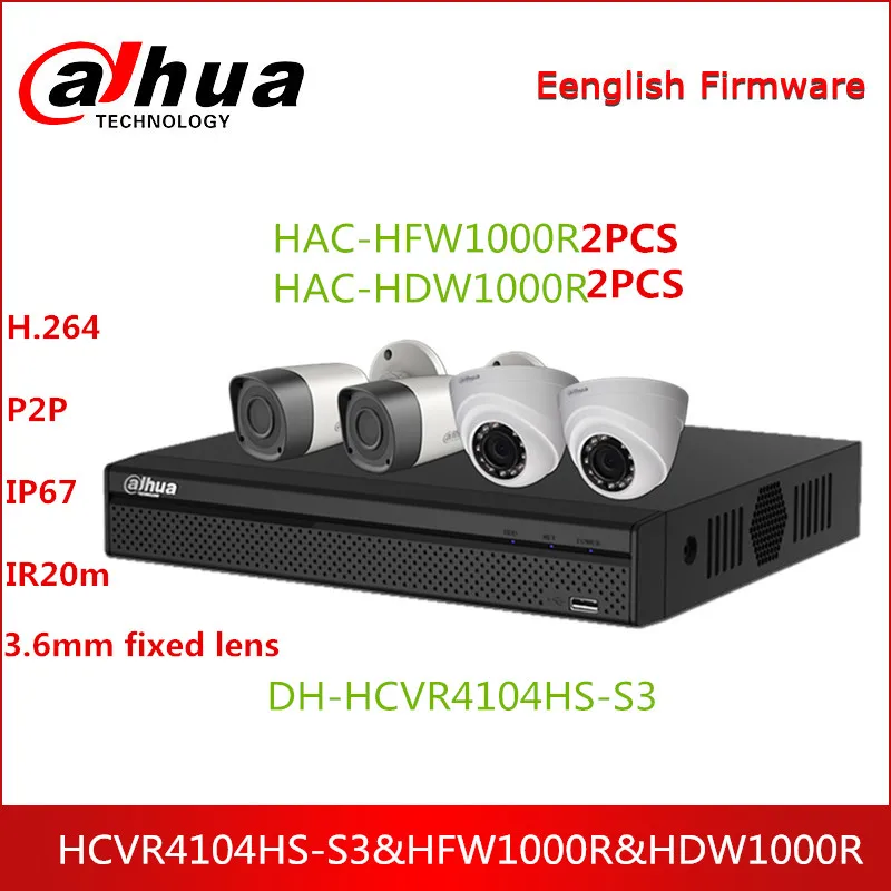 

Dahua HDCVI Kit with Digital Video Recorder HCVR4104HS-S3 HDCVI Camera HAC-HFW1000R HAC-HDW1000R 720P P2P Surveillance System