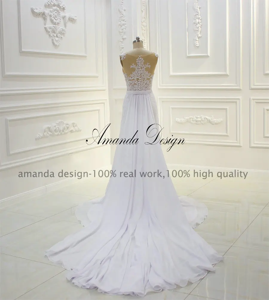 Новые простые элегантные свадебные платья футляры Amanda Novias с шифоновым шлейфом