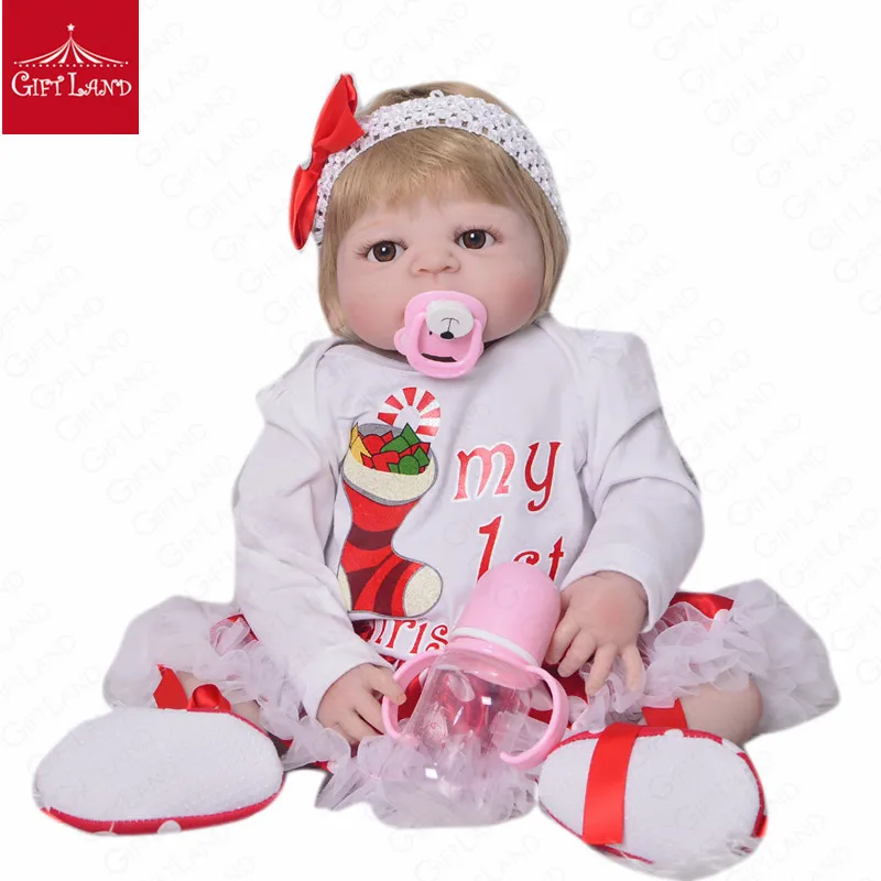 23 дюймов Reborn Baby Doll настоящая Bonecas Модная Кукла Детский Рождественский подарок Bebe