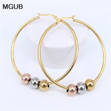 MGUB большие скидки металлические бусины 30 мм-100 мм Серьги-кольца из нержавеющей стали для женщин серьги оптом LH481