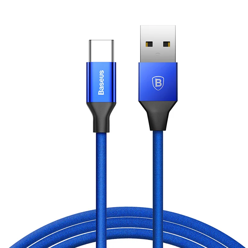 Baseus usb type-C кабель для samsung galaxy s9 plus note 8 3A USB кабель Быстрая зарядка шнур для передачи данных для huawei mate 10 lite USB-C - Цвет: Blue