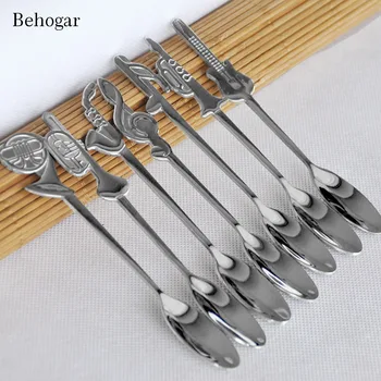 

Behogar 7PCS/Set Musical Note Instrument Tea Coffee Soup Spoon Ice Cream HoneyTeaspoons Tableware for Home Kitchen Office Party