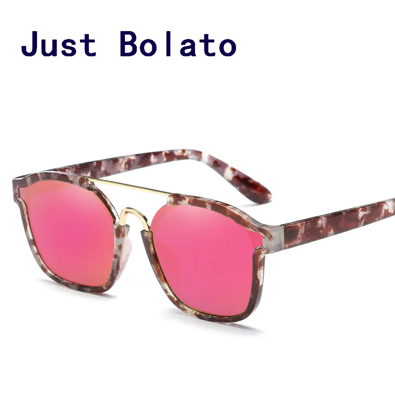New Square Sunglasses Women Brand Designer Reflective Leopard Colors