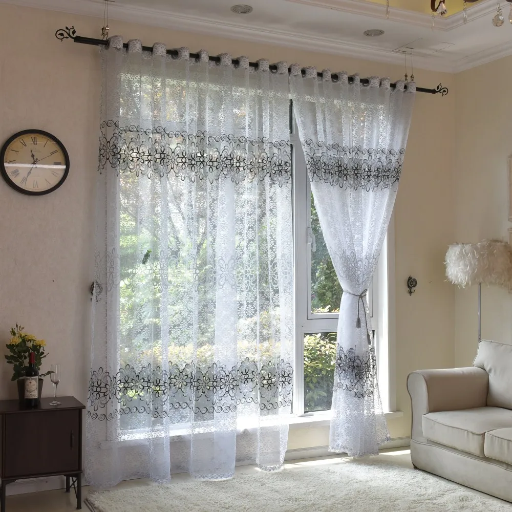 Современные цветочные тюлевые занавески для гостиной, спальни, кухни вуаль прозрачные тюлевые шторы для окна, двери Тюль Шторы