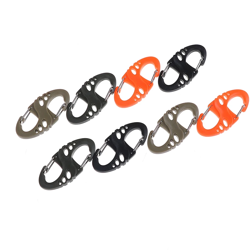 

Mini Plastic Steel Climbing Hook S Type Carabiner Dual Buckle EDC Keychain Tactical Survival Tool 10PCS/Lot